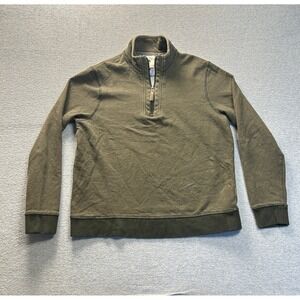 Copper & Oak Supply Quarter Zip Pullover Mens Medium Olive Green Long Sleeve Top